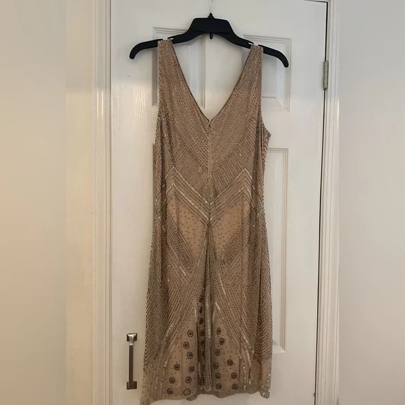 Adrianna Papell Gold Beaded Mini Dress - Picture 2 of 5